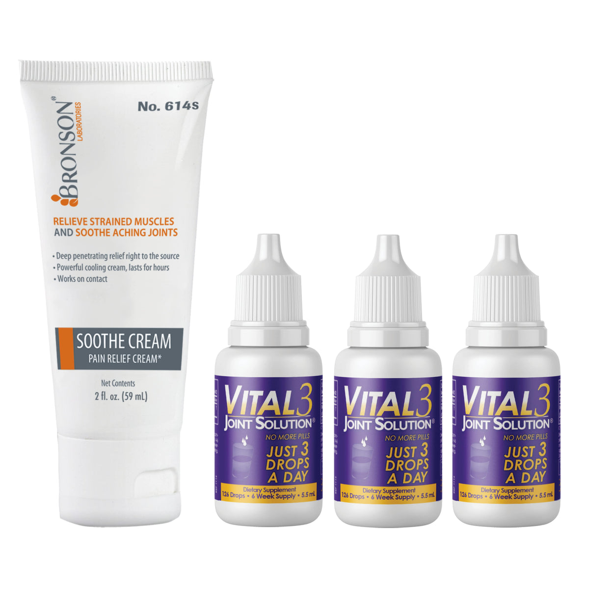 Vital 3 Joint Solution – 3 bottles, 16.5 mL (5.5 mL ea.) + Joint Cream